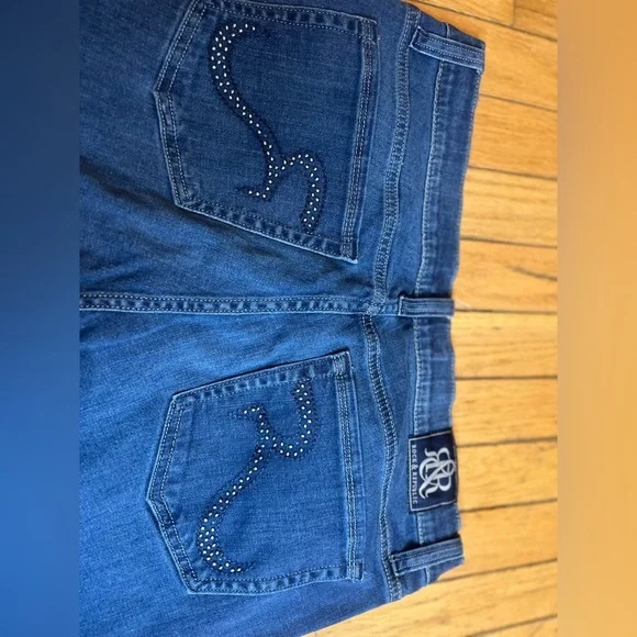 rock republic kasandra jeans Women’s 16M Blue Flare Western Rhinestone R Pocket - Picture 6 of 10